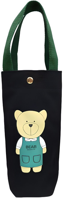 뷰레이터닷컴 곰돌이 텀블러 가방, 블랙, 1개