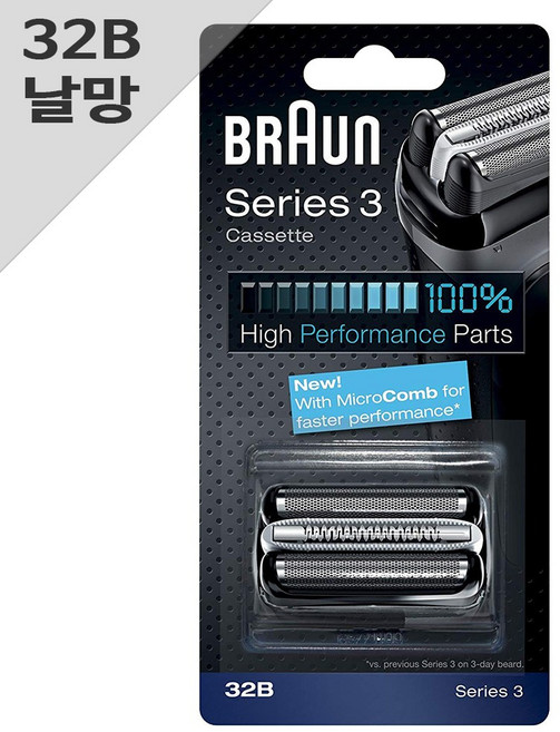 BRAUN 전기면도기 교체용 날망, 32B 블랙 3시리즈 신형