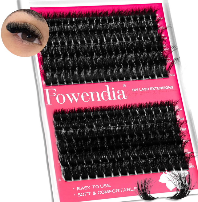 Fowendia 플러프 80D 100D D컬 클러스터 속눈썹 10-18mm 인디비주얼 래시 DIY 연장 키트 방수, 1개, 블랙