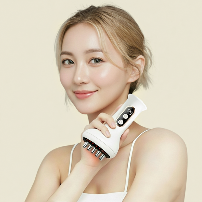 사시한사 전동 스마트 괄사 마사지기 경락 소통 온열 진동 전신 신체 라인 관리 목 어깨, 베이지, LW-JLO1