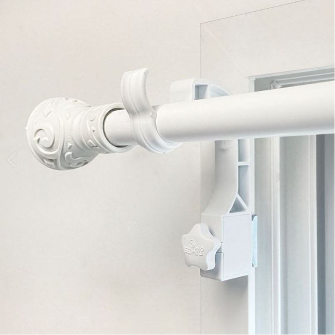 감성다는남자 안뚫어고리 버전4 2개 + 12자 커튼봉 세트, 화이트