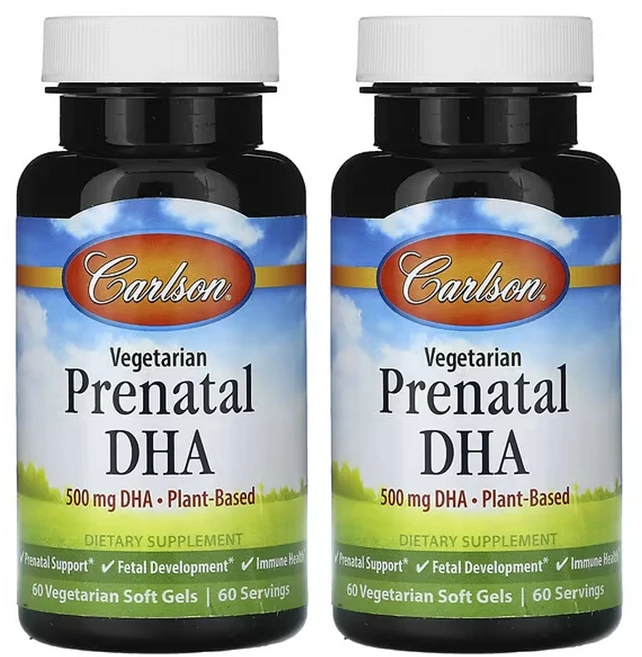 칼슨 임산부용 식물성 DHA 500mg 60베지소프트젤, 2팩, 60정 - 쿠팡