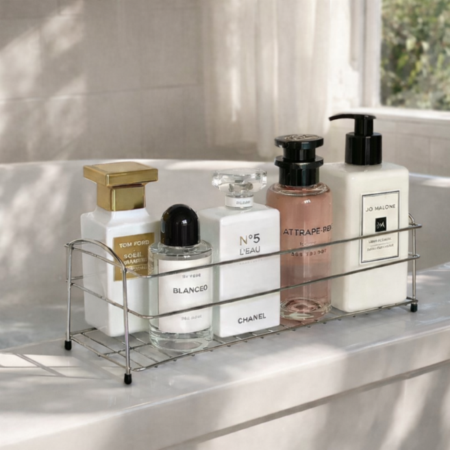 하무브 스테인리스 욕실 샴푸 수납 선반, 1개, 실버