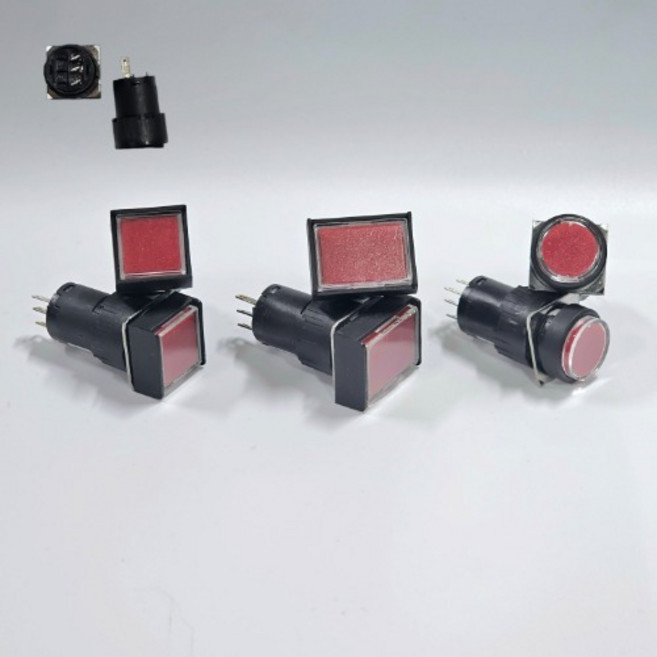 건흥전기 16파이 1A1B 직사각형 LED 조광형 누름버튼 걸림형 스위치 KH-516L-B21 (적 녹 황 청), 황색, 1개