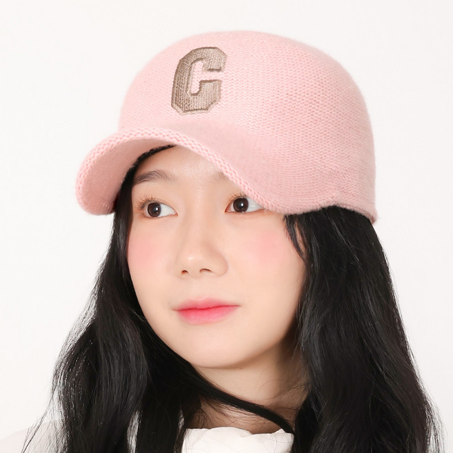 라핑 국산 울 소재 니트볼캡 가을 겨울 캡모자 C로고 포인트 야구모자