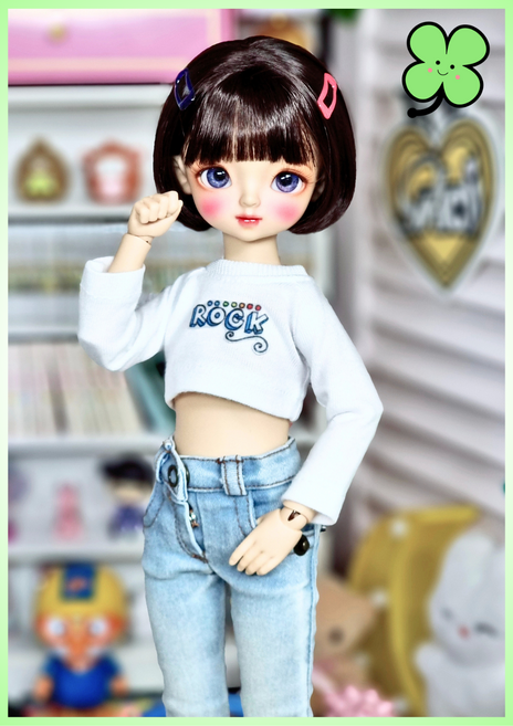 #구체관절인형 30cm 인형옷 ( Rock 크롭 티셔츠(긴팔) ) 마구샵 #30cm인형 의상 #도리스돌, 1개