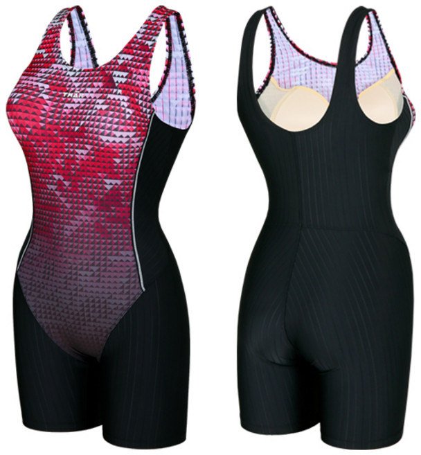 티막 3부 여성 실내수영복 EKF1001-RD