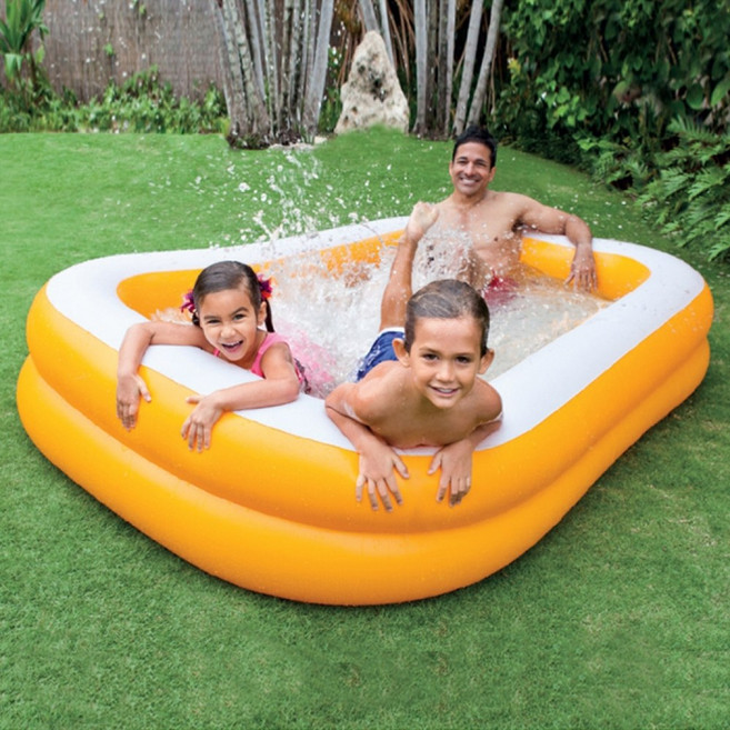 라운드 옐로우 가족풀장 229cm 대형 물놀이 튜브풀장, 1개