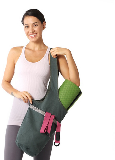 대용량 요가 매트 파우치 대용량 토트백 스포츠 피트니스백 플라워 캔버스백 큰 주머니와 지퍼 주머니가있는 패션 인쇄 요가 매트 가방 다기능 요가 가방 큰 오픈 포켓 가방 1개, 밀리터리 그린