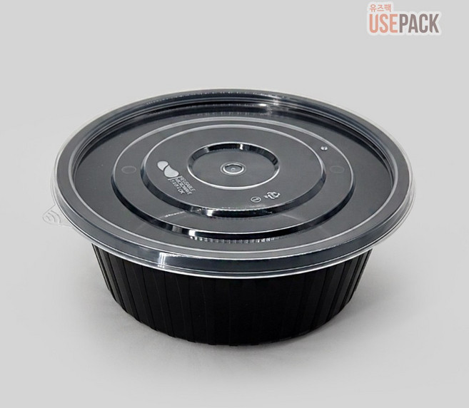 유즈팩 BW 사출 195파이 중 BOX 300개 검정 삼계탕용기, 1개