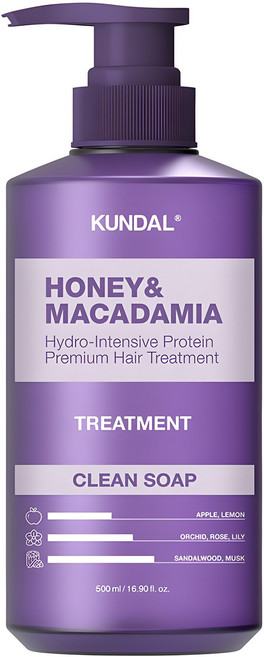 쿤달 허니 앤드 마카다미아 헤어 트리트먼트 클린솝향, 500ml, 1개