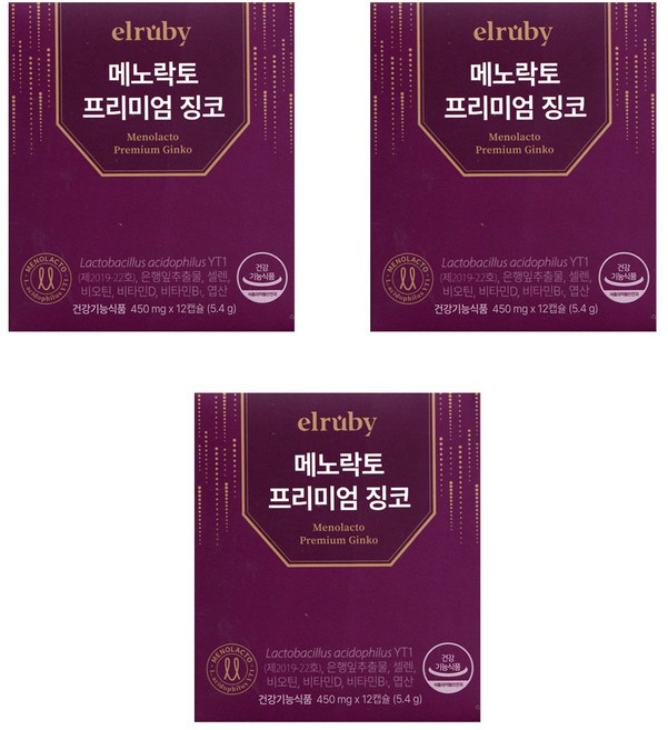 휴온스 엘루비 메노락토 프리미엄 징코 12일분, 12정, 3개