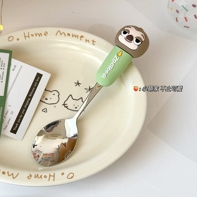 주토피아 수저세트 주디 닉 스테인리스 휴대용 수저세트 젓가락 포크 스푼 도시락 식기세트, 플래시 스푼