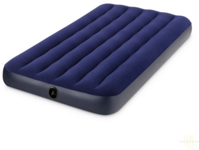 캠핑 에어매트 슈퍼싱글 네이비 수동펌프
