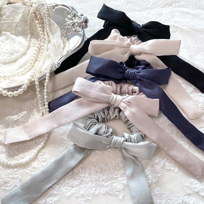 [드앙탕] 새틴 리본 곱창 머리끈/ 새틴 리본 머리끈/ 공단 리본 머리끈