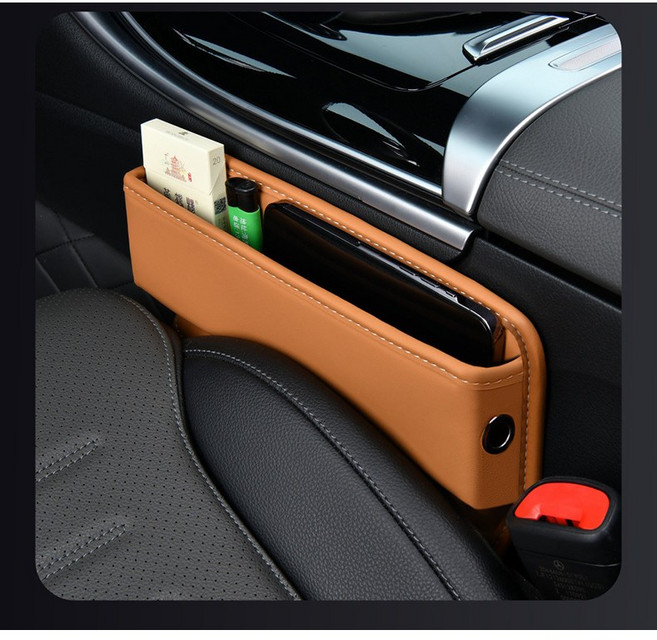고고스 나파가죽 bmw틈새쿠션 사이드포켓 카시트 수납 정리 셀토스 쏘렌토 싼타페, 1개, 카키브라운