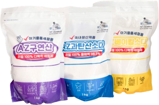AZ구과베 구연산 과탄산소다 베이킹소다 1kg 3종세트, 1세트