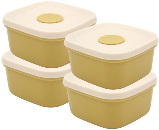 네오실리 라이스실리팩 국산 프리미엄 실리콘 냉동밥용기, 300ml 머스타드, 4개