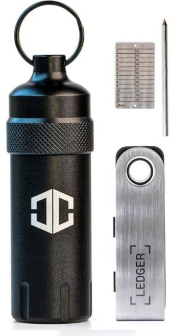 레저 나노 X S S 플러스용 알루미늄 방수 케이스 - 충격 방지 레저용 휴대용 하드웨어 콜드 월렛 24단어 시드 문구 플레이트 및 각인 펜 포함, 레저 나노 X S 플러스용 알루미늄 방수 케이스 충격, 1개