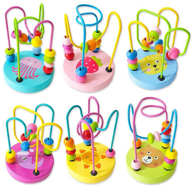 우드 유아 어린이 구슬장난감 롤러코스터 끼우기 미니 아기 4살, 1개