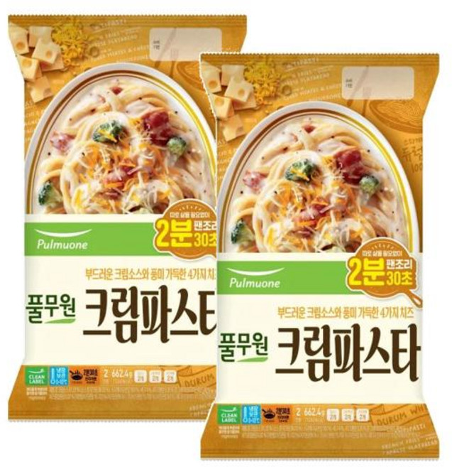 풀무원 크림파스타 2인분, 2개, 662g