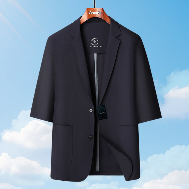 Zenaris 빅사이즈 남성 아이스 냉감 카라넥 반팔 정장 자켓 시원한 여름용 쿨 재킷