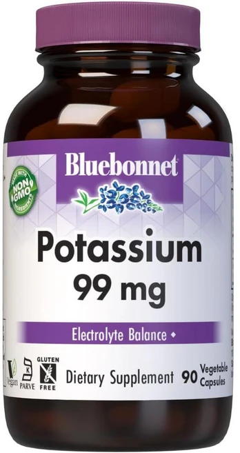 Bluebonnet 블루보넷 뉴트리션 칼륨 99mg 90베지캡슐 2개, 1개, 90정 - 쿠팡