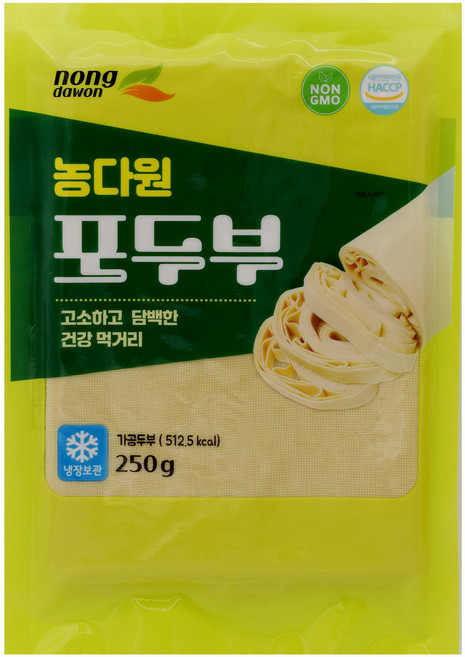 농다원 NON GNO 콩으로 만든 국내생산 건두부 냉장 진공 포두부 갓 만든 두부피, 1개, 250g