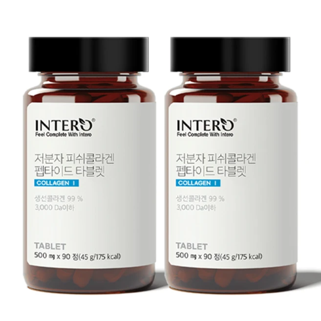 인테로 피부영양 콜라겐 펩타이드 타블렛 2개 먹는 콜라겐 고함량 저분자 + 사은품 증정, 90정 - 쿠팡