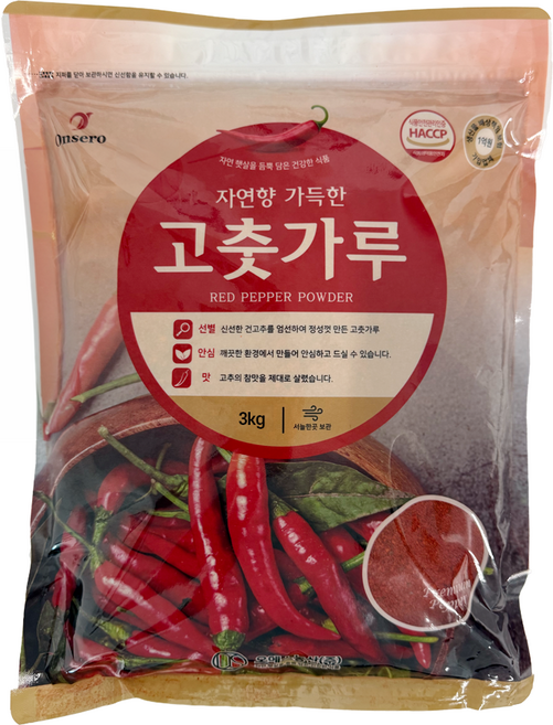 온세로 중국산 굵은 고춧가루 김치용 김장용 보통맛 HACCP인증, 3kg, 1개