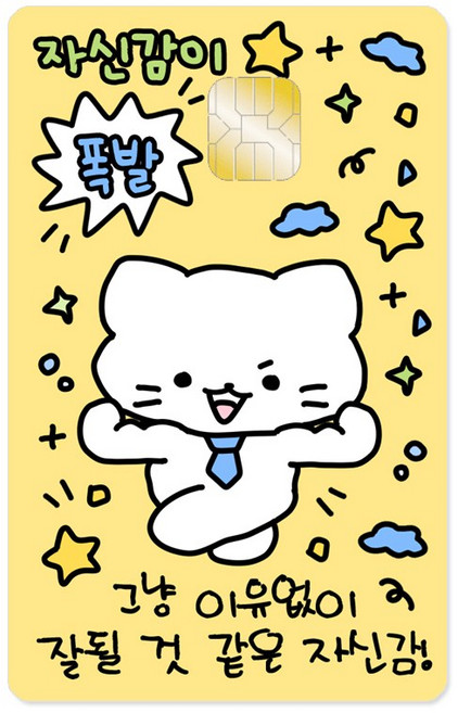 하찮은 자신감 카드스티커 카드커버스티커 신용카드 체크카드 토스카드 카카오카드 카드스킨 카드리폼 카드꾸미기, 미니형, 하찮은 행복