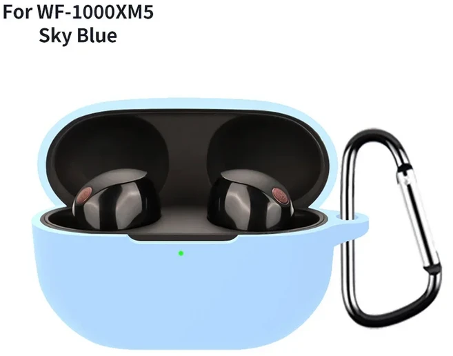 소니호환 WF 1000XM5 무선 이어폰 커버호환 케이스 충격 방지 소프트 실리콘 헤드셋 후크가 있는 긁힘 보호, 1세트, 라이트 그레이, For SONY WF 1000XM5