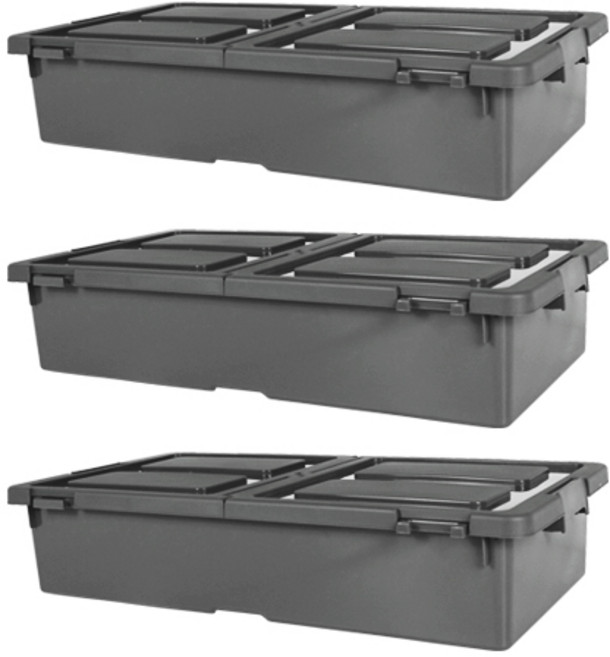 스페이스에디터 언더베드 리빙박스 40L, 그레이, 3개