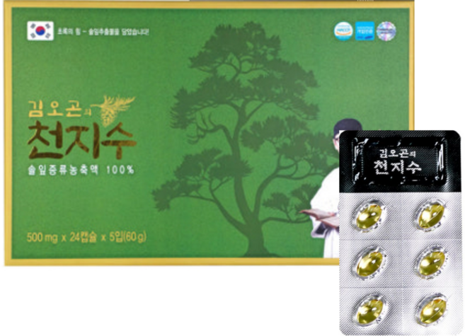김오곤 천지수 솔잎증류농축액 100% 솔잎증류농축액캡슐, 5개, 24정