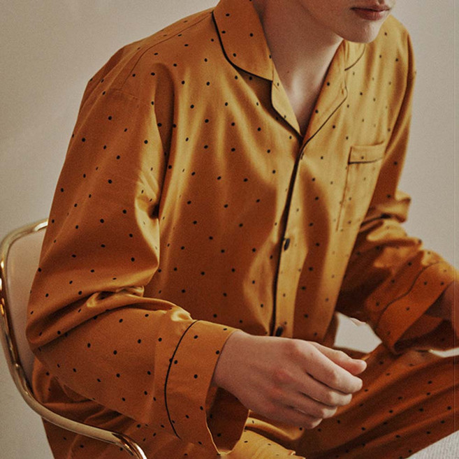 에떼르넬 가을 겨울 이브니에 남자 남성 잠옷 면 레이온 파자마 잠 옷