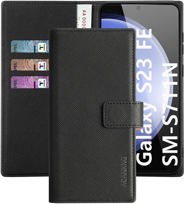 아칸크 지갑형 가죽 카드수납 다이어리 휴대폰리 케이스+지문인식 보호필름 풀세트