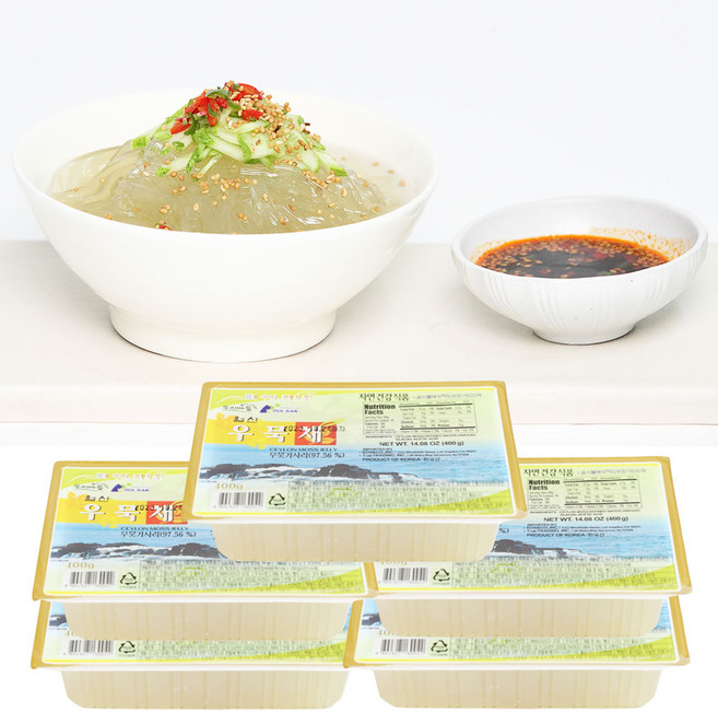 제주 산지 우뭇가사리 가공 국내산 저칼로리 우무채 400g, 5개