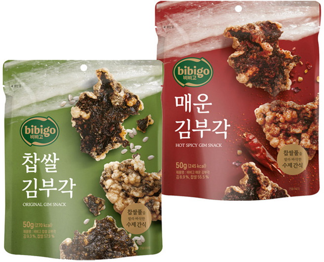CJ 비비고 찹쌀 김부각 50g + 매운 김부각 50g, 5세트, 100g