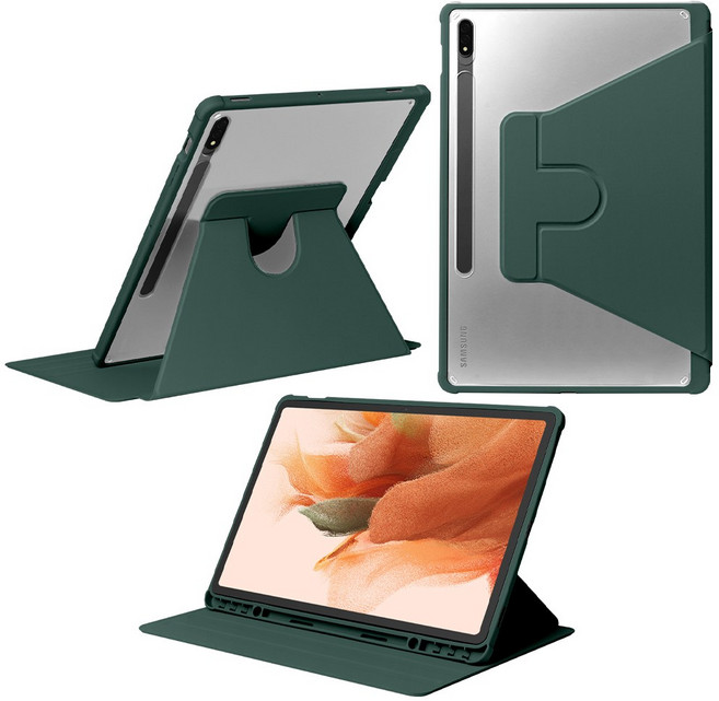 DANYCASE 아크릴 회전 가능 태블릿 커버 삼성 갤럭시 탭 케이스, 짙은 녹색, 1개