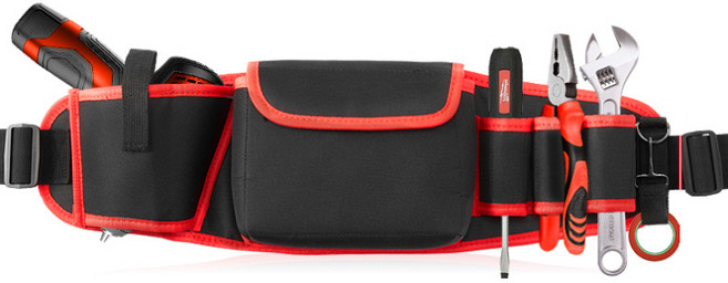 툴마스터 휴대용 공구 허리벨트 다용도 작업벨트 공구집 툴벨트, 레드, 1개