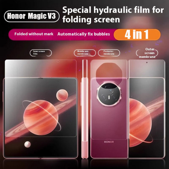 4in1 내부 힌지 매트 하이드로 겔 TPU 필름 명예 V3 스티커 전신 화면 보호기, 01 4 in 1, 03 Honor Magic V3
