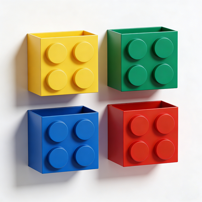 컬러 블록 자기 흡수 수납함 4개 소품 정리 수납용, 1세트, 믹스 컬러