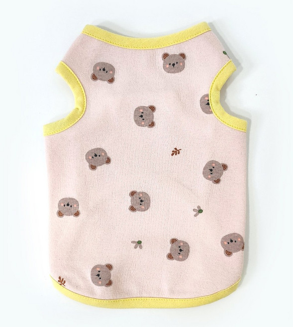 팻티아 애니멀 순면 강아지 나시티 메리야스 실내복, 허니베어 Pink, 1개