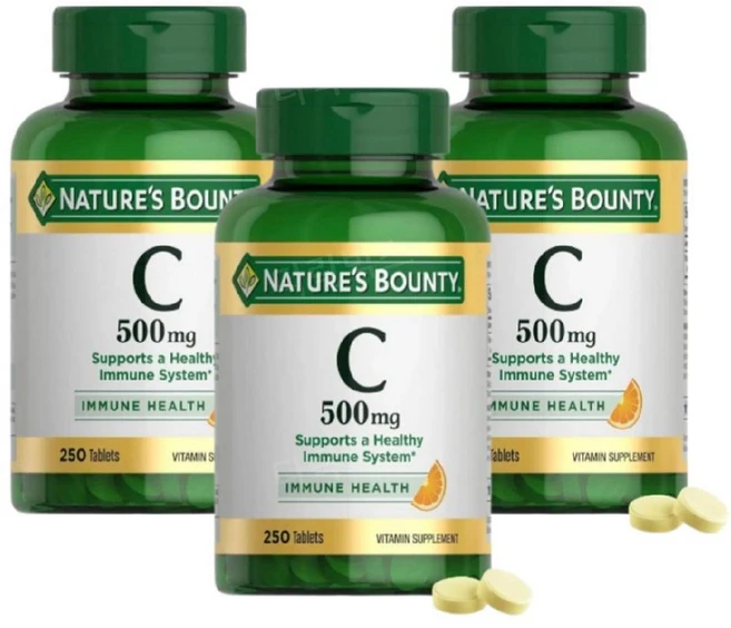네이처스바운티 비타민C 아스코르브산 500mg 250정 3개 비타민씨 - 쿠팡