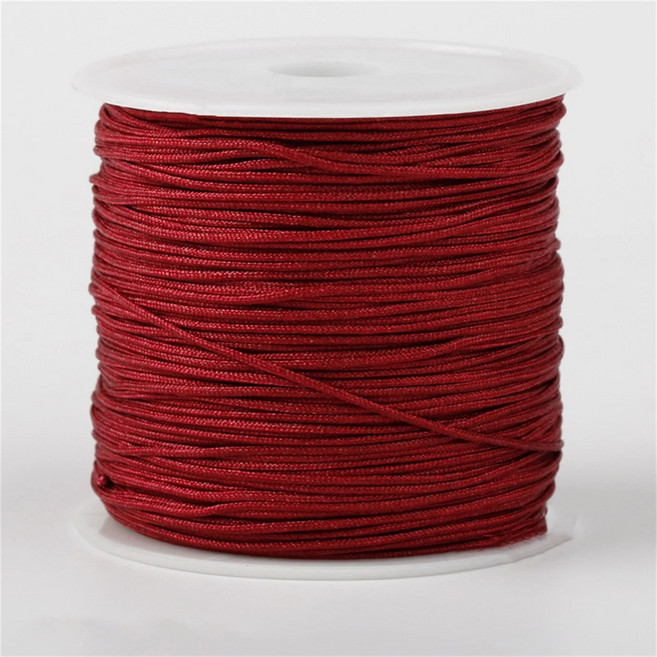 10미터 나일론 실 중국 매듭 엮는 로프 액세서리 제작용 로프 단색 굵기 1.5mm, 6개, 빨간색