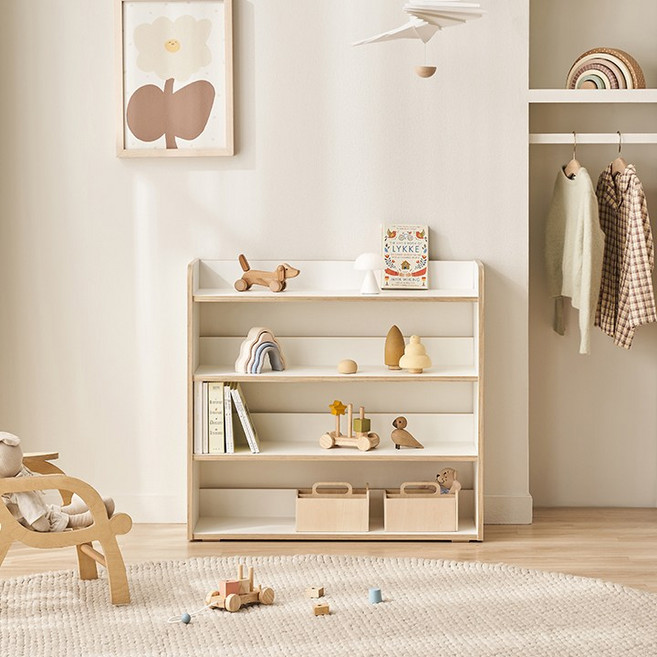 삼익가구 NEW 키디즈 어린이 아동 책장 교구장 책꽂이, 02. 화이트, 800 4단 교구장