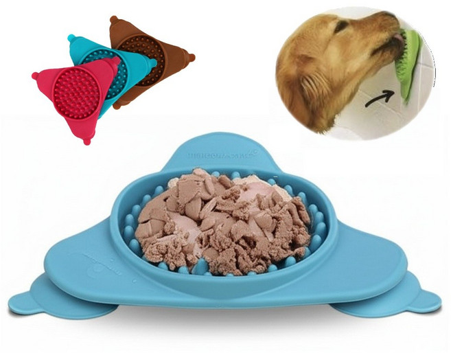 머스코 반려동물 식기 리킹매트 FWO3I 강아지 고양이 2개, 레드