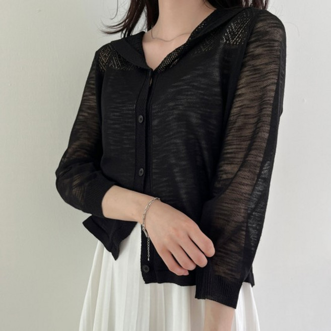 C.살탐방지 펀칭 시스루 후드 가디건_5컬러