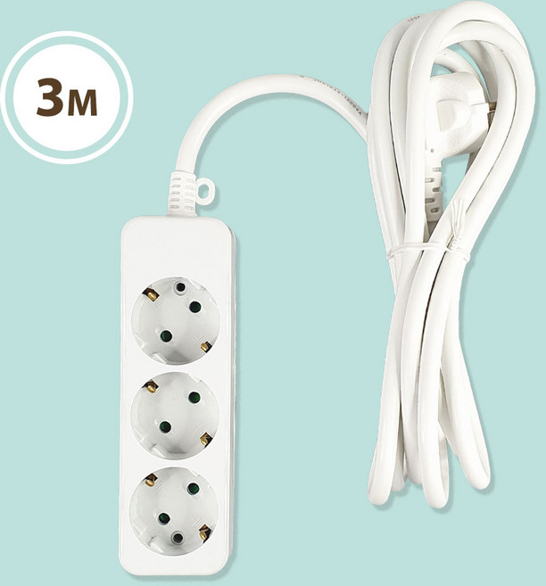 신성전기산업 다조아 고용량 배선 멀티탭 3구 3M cof*10577DQ, 1개, 화이트