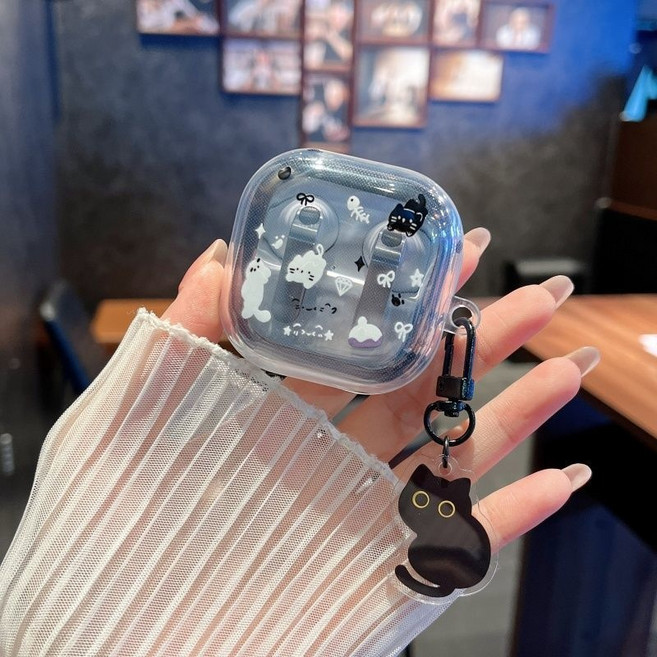 TYREUS 투명 캐릭터 갤럭시 버즈4/4프로 체인 케이스, 1개, 09